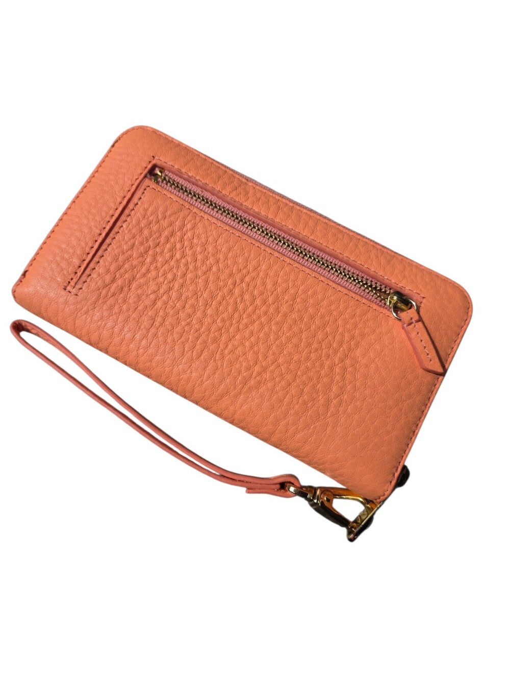 Fossil Coral Leather Zip Around Wallet Wristlet